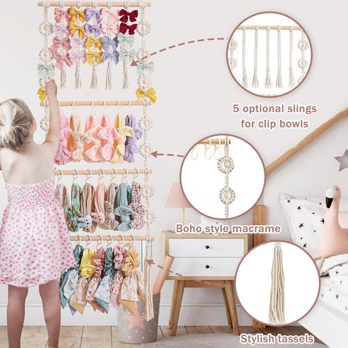 RDYEAAR Bow Organizer for Girls, Headband Organizer for Baby Girl, Bow Hanger for Girls, White Baby Girl Nursery Decor