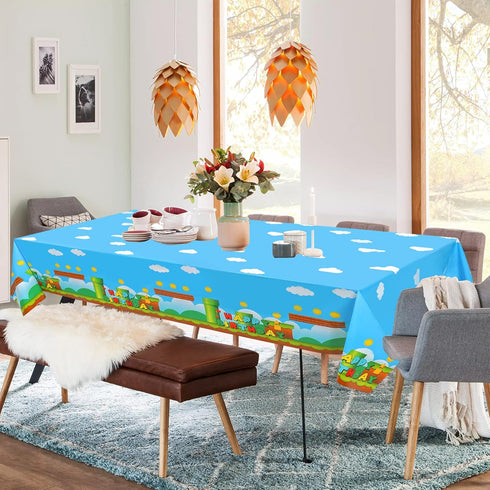 3 PCS Video Games Party Tablecloth: Plastic Table Cover for Video Games Birthday Party Decorations, 86.6 x 51.2in