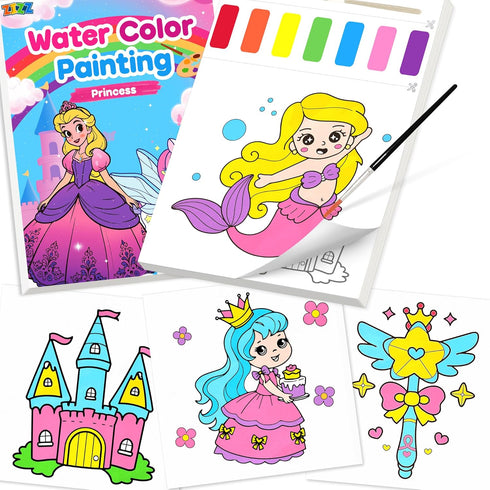 Sets 3-5 4-8 ZIZZ Paint with Water Coloring Books for Toddlers, Princess Watercolor Painting for Kids Ages Years Old