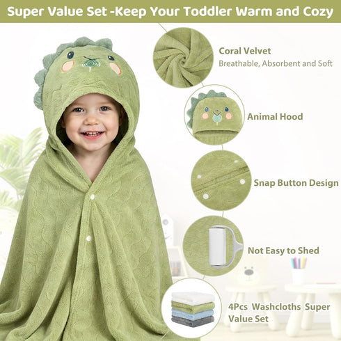 6 Set 0-5 2 55" 27.5" 4 PCS Toddler Bath Towel for Boy Girl Year, PCS Thick Absorbent Hooded Baby Bath Towels Large x