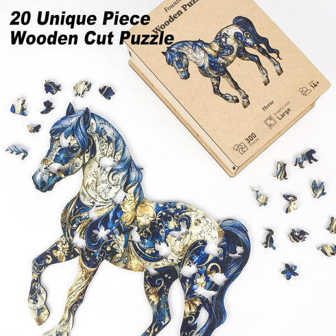 300pcs 15'' 15.6'' Horse Wooden Puzzles for Adults, Horse Wooden Jigsaw Puzzles for Adults, Unique Shaped Jigsaw