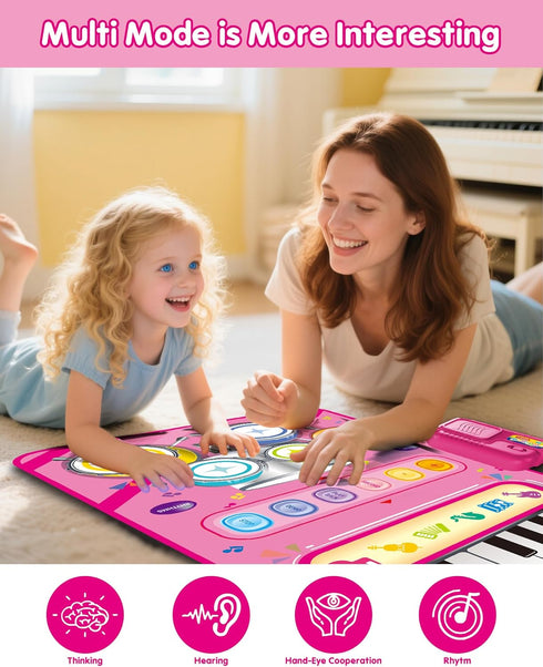 1 12-18 1-2 DQMOON Toys for Year Old Girl Gifts, Baby Musical Mat with Piano & Drum, Adjustable Volume, Months Toddler