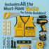 Set Kids Tool with Carrying Case, Electronic Toy Drill with Bits & Construction Vest Pretend Play Kit with Safety