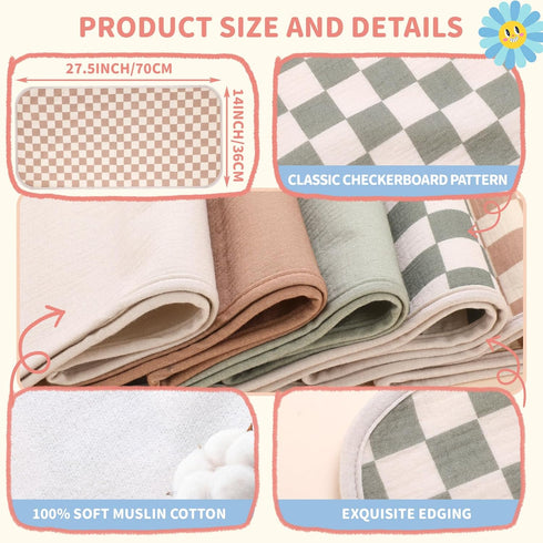 Hahafelt 5 100% 27.5 14 Inches Pcs Cotton Waterproof Changing Pad Liners, x Washable Changing Pad Liners Muslin Change