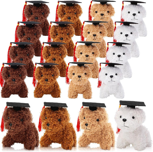 Sosation 20 Pcs Graduation Season Dog Plush Mini Puppy Stuffed Animals with Graduation Hat, Party Favor Gift