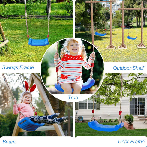 IFOYO Tree Swing Seat, Swing Set Accessories for Kids, Comfortable Outdoor Plastic Swingset for Little Tikes, Blue