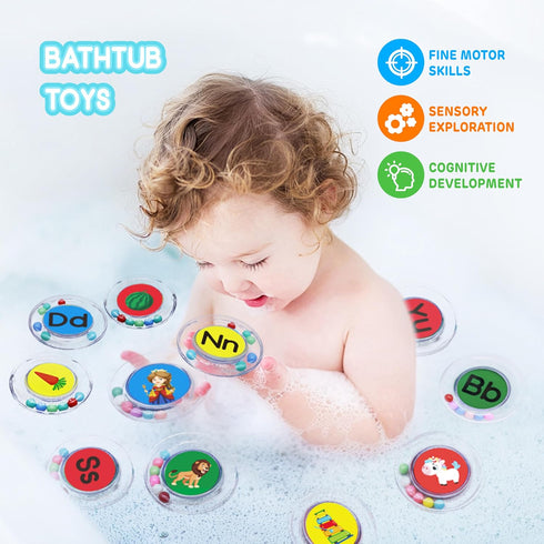 Baby Bath Toys 26pcs Alphabet Letters, Mold Free Floating Bathtub Toys Set with Mesh Bag for Kids Toddlers Ages 2-5 -