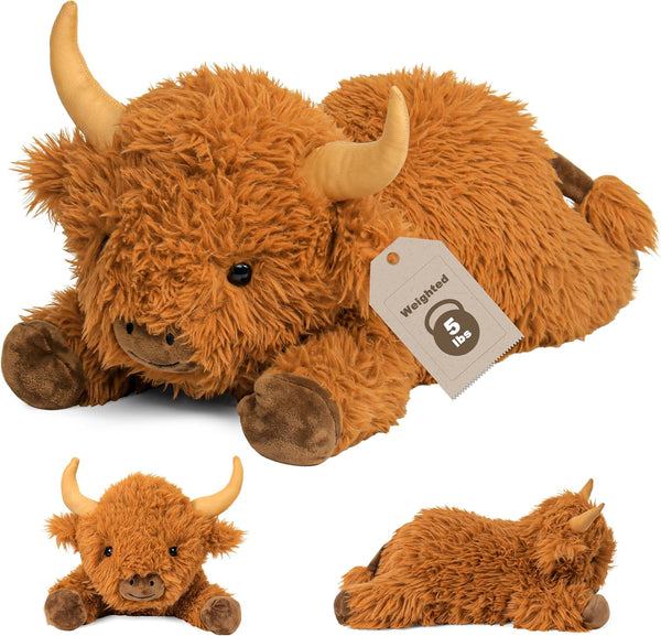 Wepop 5lbs Highland Cow Weighted Stuffed Animals, 22in Giant Highland Cow Gift