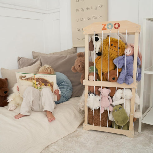 Wooden Stuffed Animal Storage for Kids Large Toy Storage Organizer & Holder for Your Kids Playroom or Nursery Easy