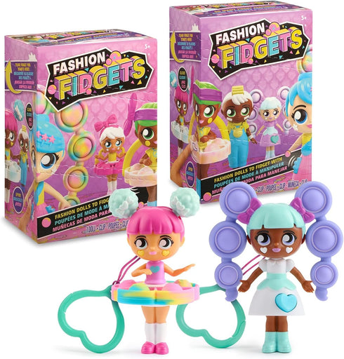 Fashion Fidgets Sensory Toy Dolls - Push Pop Fidget Toy Pack of 2 for Kids, Anxiety and Stress Relief