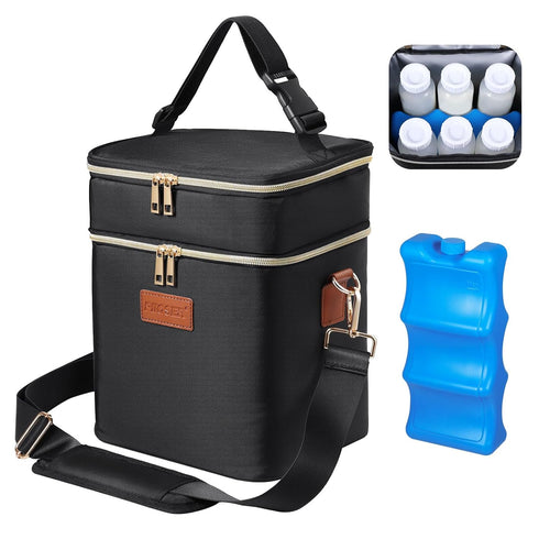 Pack 6 9 PIIOSER Breastmilk Cooler Bag with Ice Fits Baby Bottles Up to Ounce, Insulated Baby Bottle Tote Bags, Double