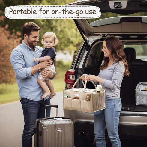 POIKSHARK Baby Diaper Caddy - Stylish Basket for Newborn Essentials, Nursery Storage Bin and Car Organizers for Diapers