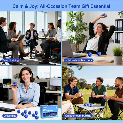 (72PCS, Motivational Stress Balls Bulk PU Material) - for Adults, Kids, People with Anxiety | Ideal for Team Building