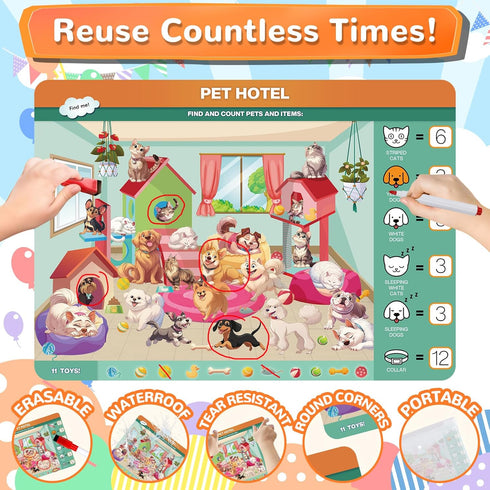 3-5, 28 3 4 5 6 Search and Find Books for Kids Reusable Preschool Learning Activities, Perfect Road Trip Essentials