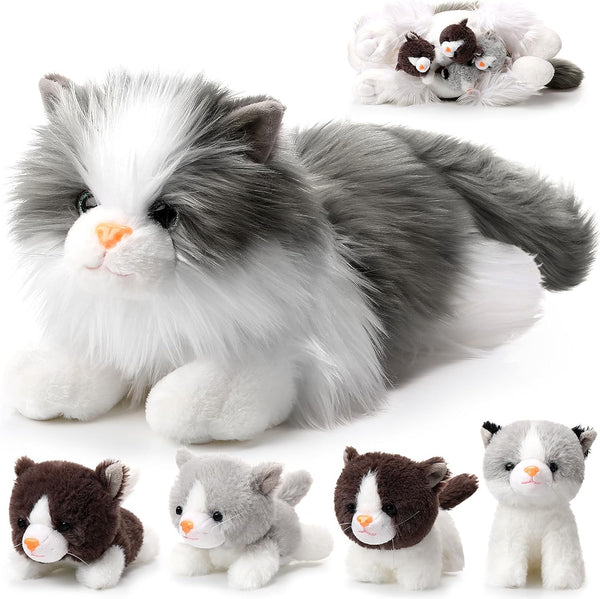 HyDren 5 Pcs Realistic Ragdoll Cat Stuffed Animal, 17.75 Inches Large Ragdoll