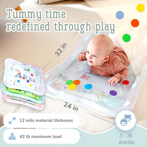 Tummy 100% Premium Water Play Mat XXL Award-Winning Inflatable Time Water Mat Sensory & Motor Development Designed by
