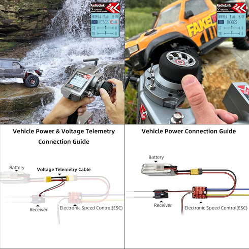 R7FG 7 2.4Gh RC8X/RC4GS V3/RC6GS V3/T8S/T8FB Radiolink Channels RC Gyro Receiver, Voltage Telemetry Long Range Control