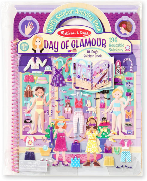 Melissa & Doug Puffy Sticker Activity Book - Day of Glamour, 196 Reusable Stickers, FSC Certified