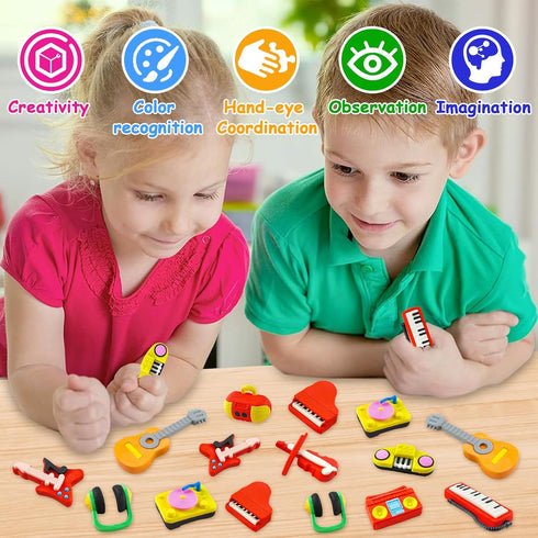30 3D pcs Musical Erasers for Kids Classroom PrizesPuzzle Eraser Take Apart Musical Instrument Pencil Erasers for Kids