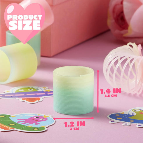 28 Packs JOYIN Valentines Day UFO Alien Cards with Colored Springs, Stress Relief Fidget Coil Springs Toys