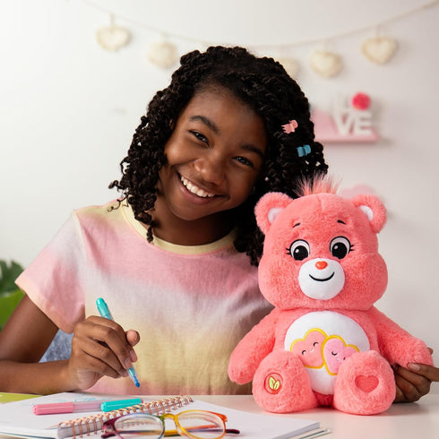 Care Bears 14" Love-A-Lot Bear Plushie - Medium Size Pink Plush for Ages 4+