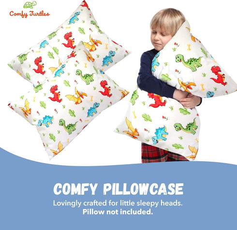 Toddler Pillowcase 13x18 Dinosaur - Soft Cotton Travel Pillowcase Cover for Toddler Boys