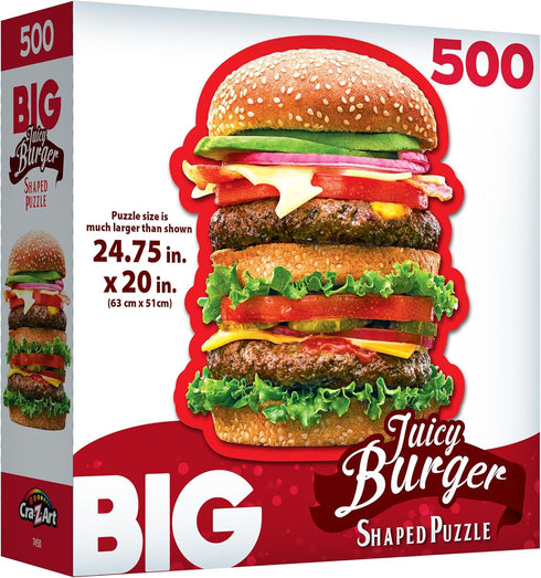RoseArt Big Shaped Juicy Burger 500 Piece Jigsaw Puzzle for Adults