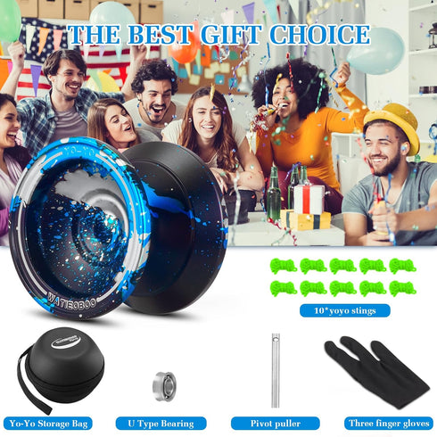 WATIEOBOO Responsive & Unresponsive Yoyo, Kids 8-12 & Adults Pro Metal Trick Yo-yo with Bearing Kit and Case