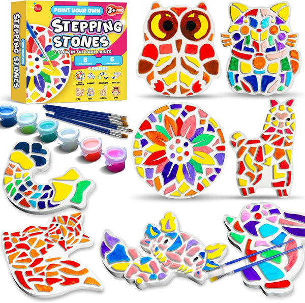 EggSun 8Pcs Stepping Stones Painting Craft Kit for Kids 4 8 6,