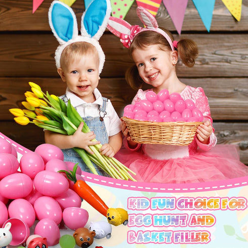100 Deekin Pcs Plastic Easter Eggs Fillable Empty Colorful Bright Eggshells for Easter Hunt, Filling Treats, Party