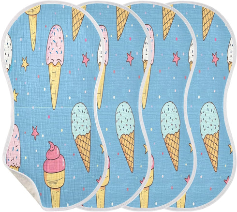 YETTASBIN Ice Cream Cone Muslin Baby Burp Cloth, Super Soft Absorbent Cotton Burp Rag Baby Bibs Feeding Cloth