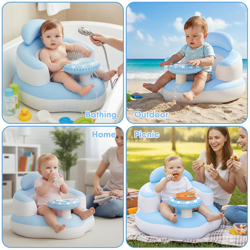 TIDNNS 3-36 Inflatable Baby Seat for Babies Months, Built-in Air Pump, Sit Me Up Chair with Tray and Back Support