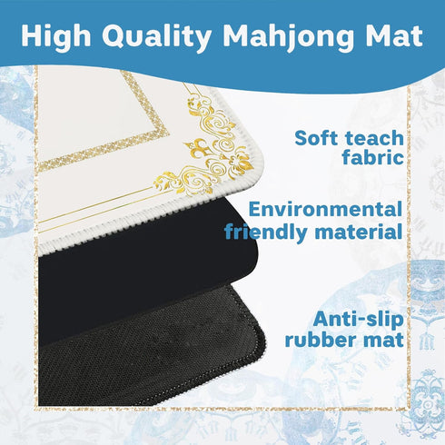 31.5 31.5 Luxury Gold Floral Mahjong Mat for Table X in, Gifts for Mahjong Players, Yellow Golden Baroque Rococo Floral
