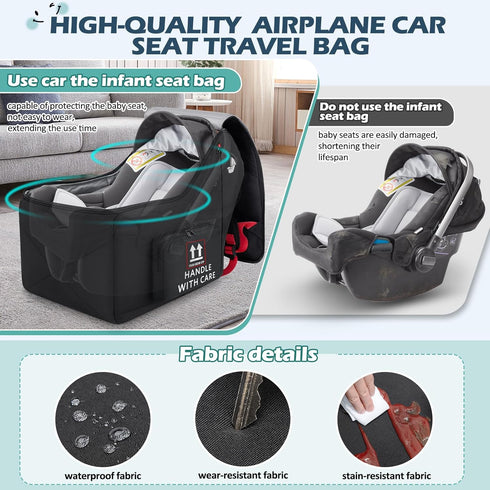 30 Backpack RAINSMORE Infant Car Seat Travel Bag for Airplane Compatible with All Nuna Pipa Car Seat and Base Chicco