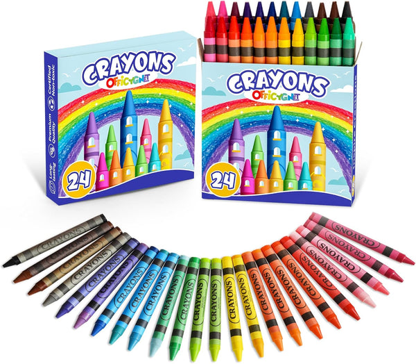 2 Box of Crayons 24 Count, Non-Toxic Crayon for Toddlers 1-3, Assorted