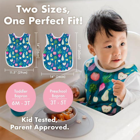 6m-3T BapronBaby Organic Produce Bapron - No Neck Tie Safer Bib for Baby& Toddler - Soft Waterproof Stain Resistant