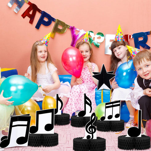 8 Pack 1950's Sureio Music Notes Honeycomb Centerpieces Musicical Party Decoration Music Themed Silhouette Table