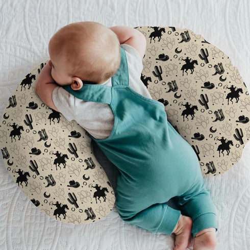Vintage Western Cowboy Baby Nursing Pillow Covers for Boy Girl Cowboys Boots Hat Horse Cactus Moon Nursery Pillowcase