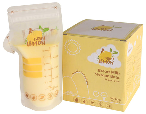 Baby Lemon Breast Milk Storage Bags with Spout - 8 oz, 100
