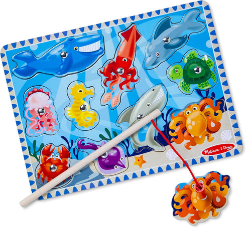 Melissa & Doug Magnetic Wooden Fishing Game and Puzzle with Ocean Animal Magnets