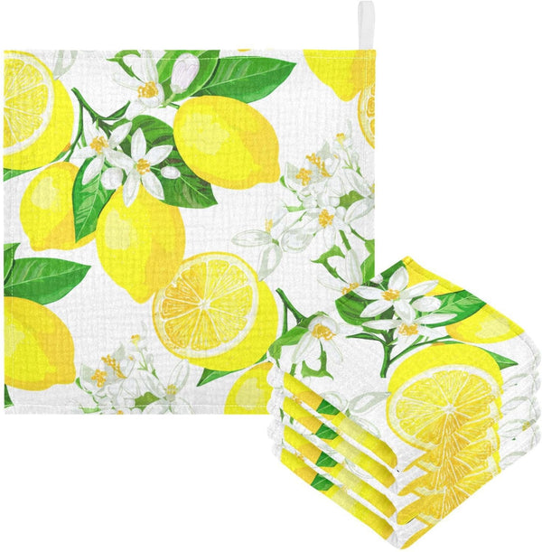 Nander 3Pack Baby Muslin Washcloths,Yellow Lemons Soft Face Cloths for Newborn, Absorbent Bath