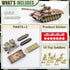 1:72 WW2 Army Tank and Army Men Toys Playset, 2pc US Desert Tan Tank with 10pc Toy Soldiers, Great Military Toy
