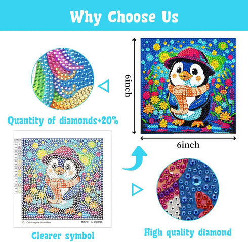 Libfx 4 PCS Diamond Art Kits for Kids - Diamond Art for Beginners, Girls and Boys Ages 8-12 (Parrot-Cat)