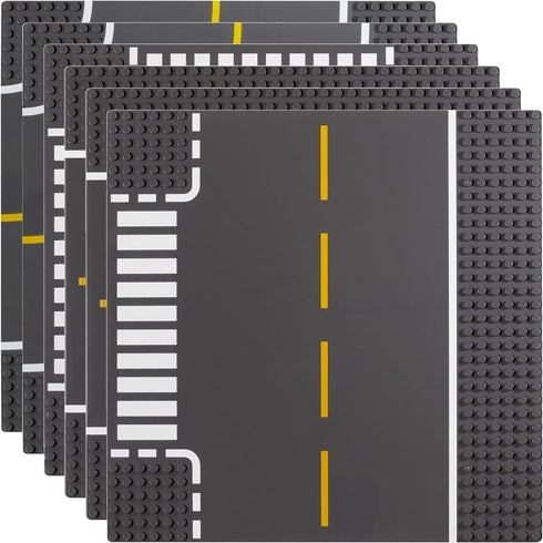 6pcs Apostrophe Games Road Baseplate Premium Building Blocks Base Plates Compatible with All Major Brands Baseplate