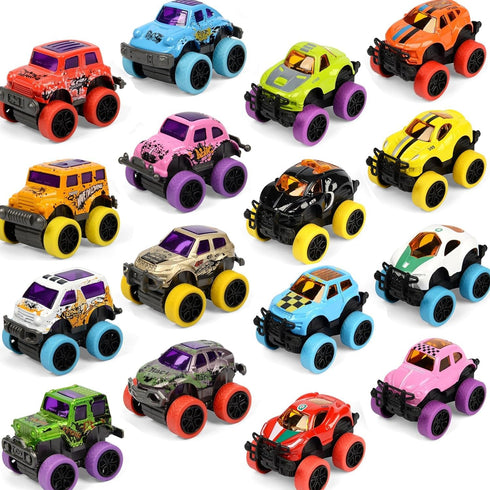 SUNPROUND 16Pcs Mini Monster Truck Toys,Pull Back Alloy Trucks Party Favors, Die-cast