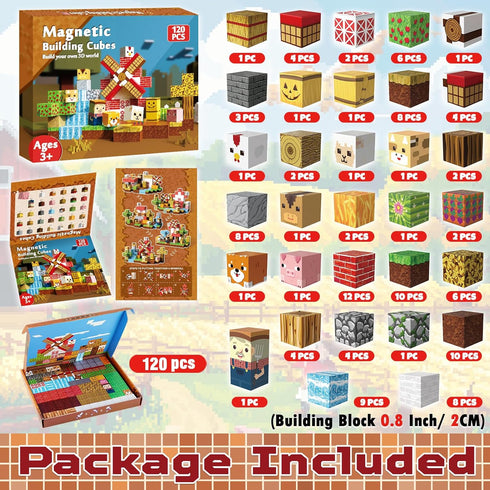 120PCS 3 4 5 6 7 8 9 10 Goody King Magnetic Blocks | Magnetic Building Blocks,Magnetic Blocks Farm,STEM Montessori