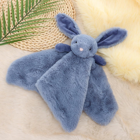 Apricot Lamb Stuffed Animals, Navy Blue Bunny Rabbit Security Blanket, Plush Baby Lovey for Nursery