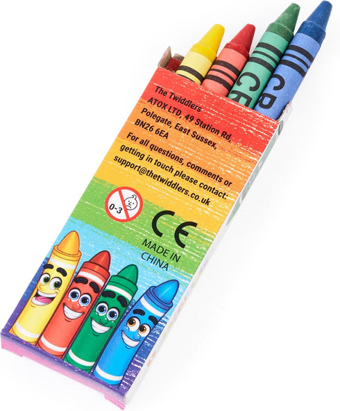 144-Pack (576 4-Pack THE TWIDDLERS Mini Crayons in Bulk Total) - Crayon Boxes for Kids Party Favors, Restaurant