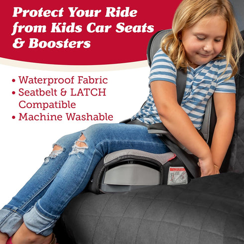 Lusso Gear Car Seat Protector for Baby Car Seat, Waterproof Thick Padding for Fabric or Leather Seats (Black)