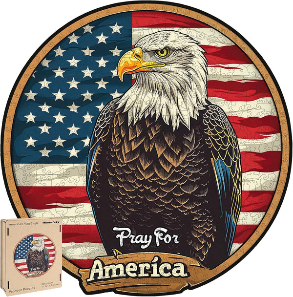 Eagle Wooden Jigsaw Puzzles - 200 Pieces, 11.1 * 11.2 in - Beautiful Wooden Puzzle with Box